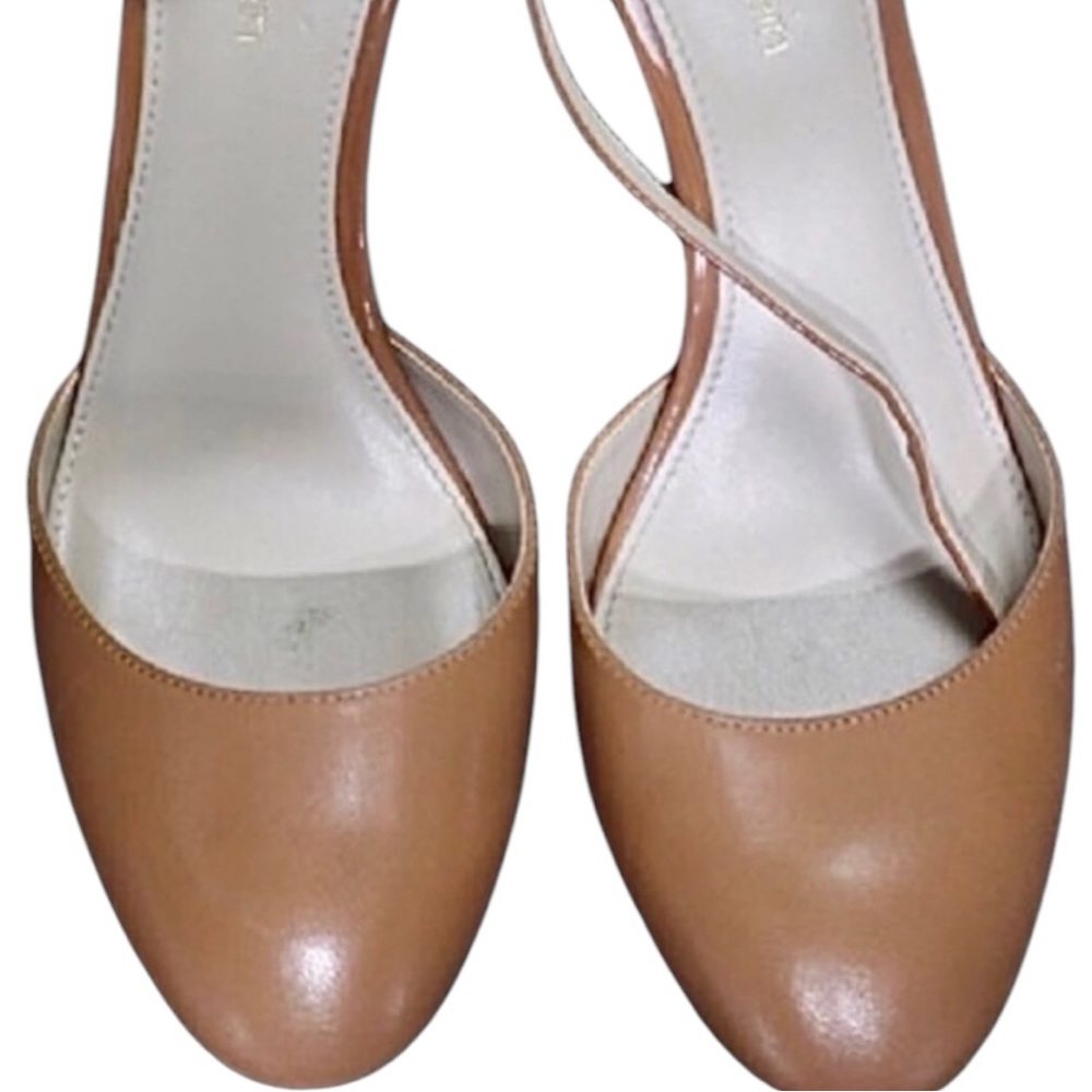 Calvin Klein Tan Ankle Strap Box Heels Size 6.5